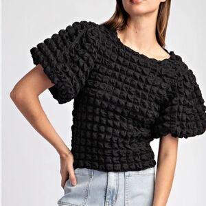 NWT Antheopologie Eri + Ali Women's Black Textured Topin 2x